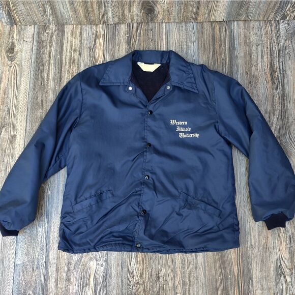 RARE VTG Western Illinois University Sz Large Jacket Blue Soft Lining 26.5x24” - Picture 1 of 5